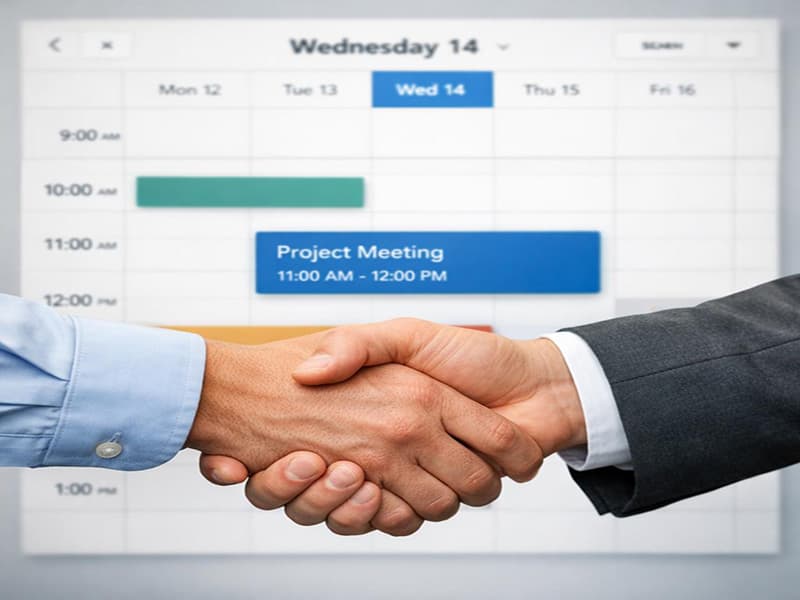 Calendar showing booked meetings from AI system